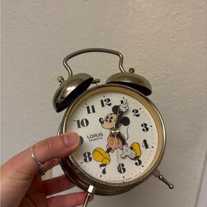 Vintage Lorus Mickey Mouse Alarm Clock - Gold and Black